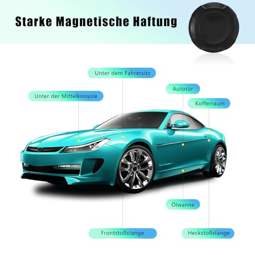 GPS Tracker für Auto Motorrad Fahrzeuge LKW Kompatibel mit iOS&Android, Magnet Ohne ABO Smart Finder für Senioren Kinder, Kfz Tracker Globaler, Keine monatliche Gebühr Abonnement Locator (Runden 2)