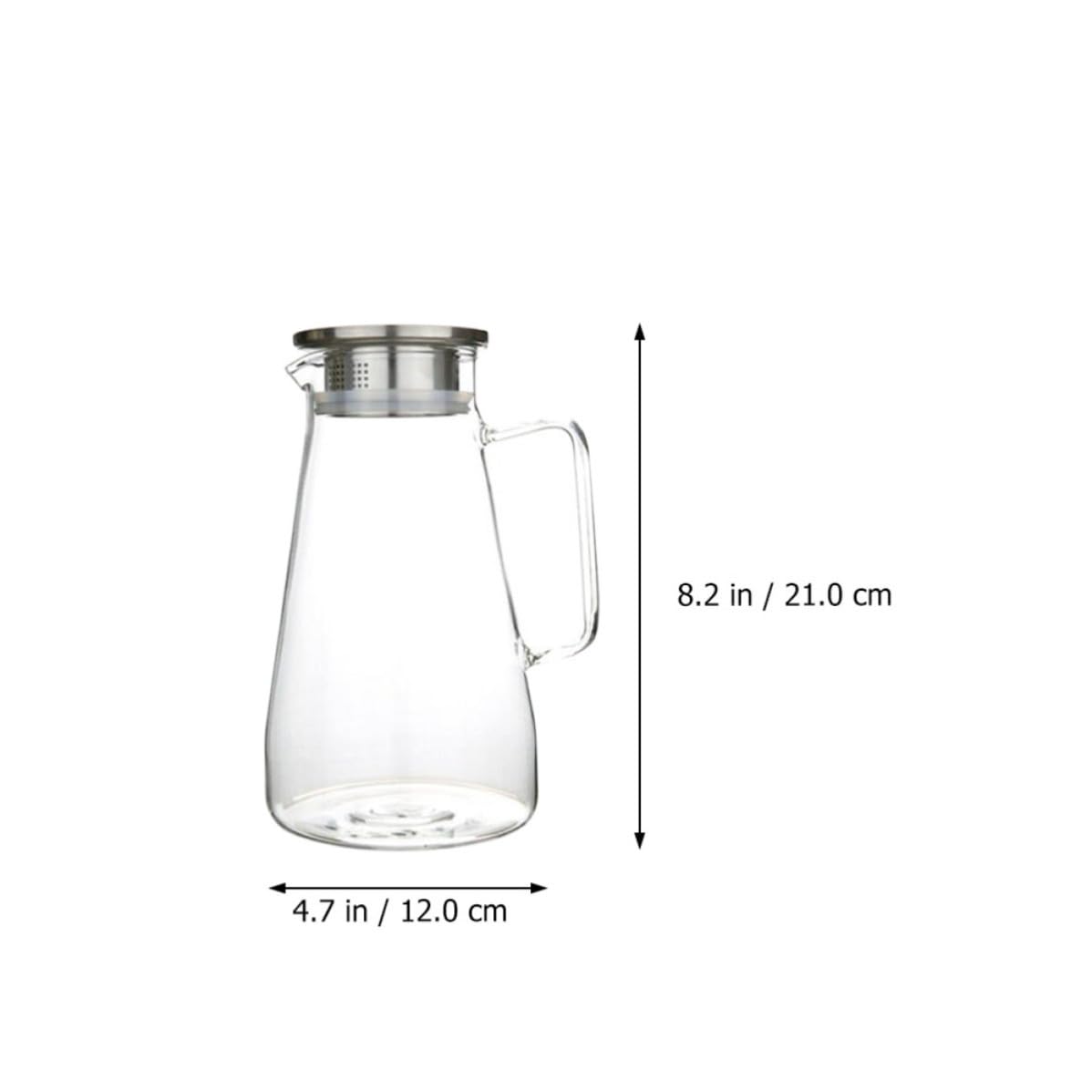 Jarra de Asa de Agua de Vidrio Fría Acero Inoxidable y 1500ml Diseño Cómoda Gran Capacidad para Uso en Casa y Tienda de Té