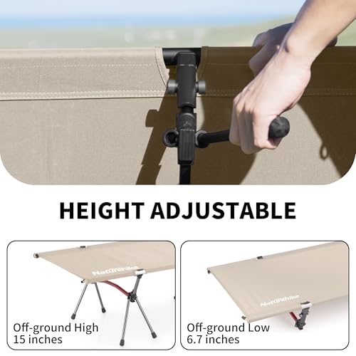 Image of Naturehike ArmyWild Folding Camping Cot, Height Adjustable Ultralight Backpacking Cot, Portable Camping Bed for Camping Hiking Travel Home