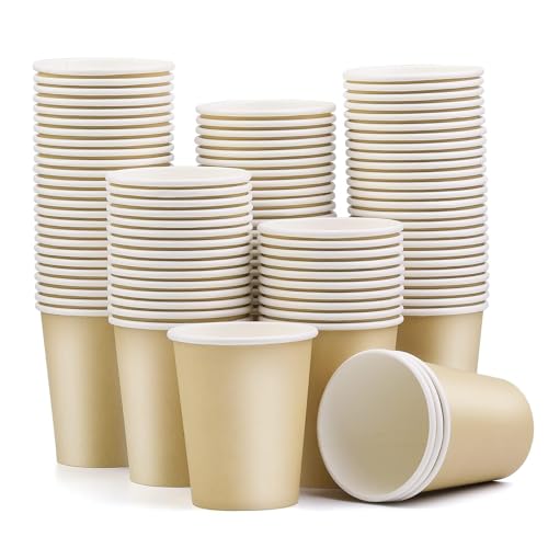 MASPHY 100 Stück Khaki Pappbecher, 240ml/8 oz Kaffeebecher Pappe Einweg – Ansicht 1
