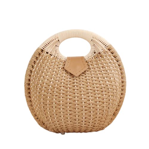 Sac en rotin rond bandoulière HINGTAT sac de plage d'été en paille chic femme