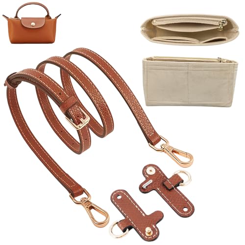 Image of Chispee Leather Bag Shoulder Strap, Purse Straps Replacement Crossbody Adjustable Conversion Kit for Longchamp Mini Bag