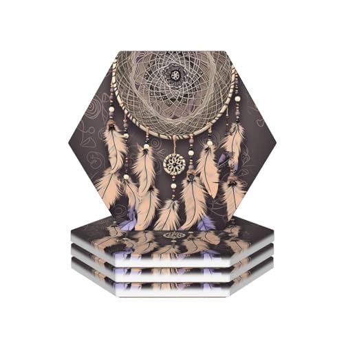 Dessous de verre céramique attrape-rêves lot de 4 finitions premium - 2