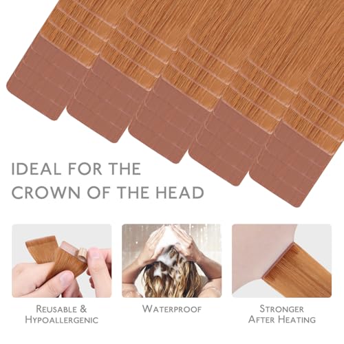 Image of WENNALIFE Invisi Edge & Classic Tape in Hair Extensions Human Hair | 16 Inch 100g 40pcs (Invisi Edge & Classic) Auburn Ginger Invisi Remy Hair Natural Seamless Injected Tape Ins