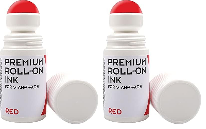 2000 PLUS Roll-On Refill for Felt Stamp Pads, Red (030260) (Pack of 2)