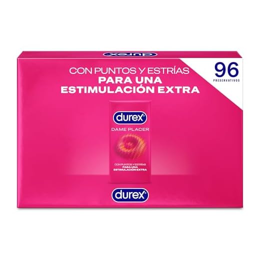 Durex Preservativos Dame Placer, Con Puntos y Estrías, Extra Lubricados,Forma Easy-On, 96 condones