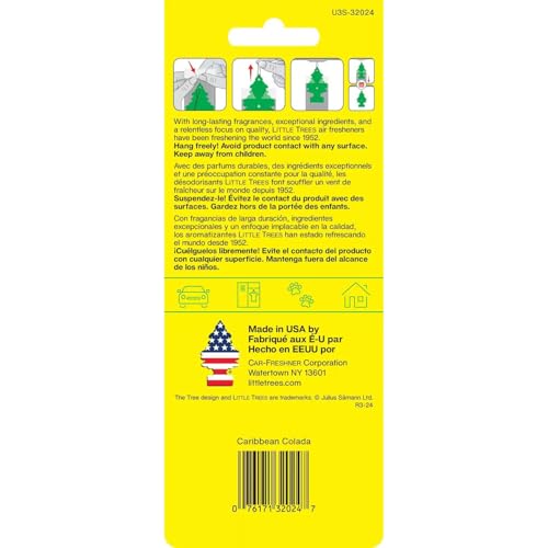 Image of LITTLE TREES Car Air Freshener | Hanging Paper Tree for Home or Car | Caribbean Colada | 3 Pack