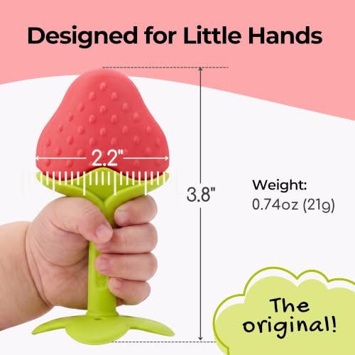 Image of Innobaby Original Teethin Smart EZ Grip Fruit Teether and Sensory Toy for Babies and Toddlers in Berry. BPA Free Teether