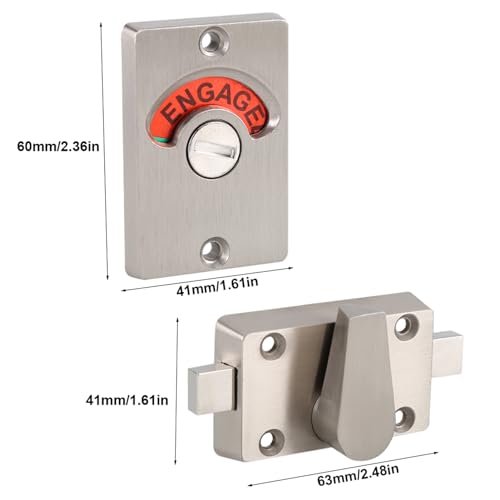 Drikou Toilet Wc Indicator Privacy Dead Bolt Door Lock, Zinc Alloy Bathroom Toilet Wc Indicator Privacy Dead Bolt Door Lock - Image 2
