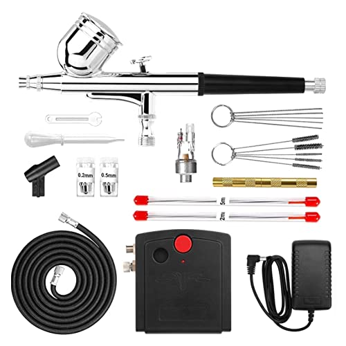 Lucaser Luftpumpe für Airbrush-Pumpe, Luftbürste/Düsen mit doppelter Wirkung, Verwendung eines EU-Steckers für Kuchen/Modell/