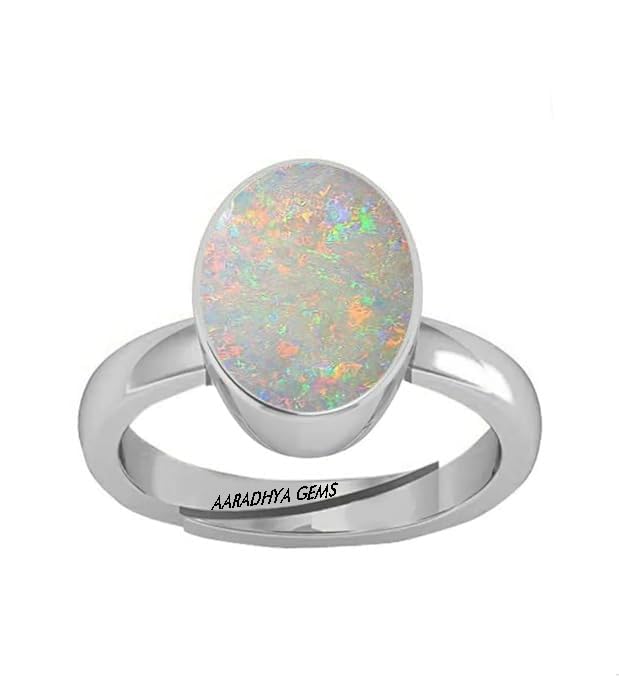 10.00 Ratti 9.45 Carat Natural Certified AA++ Quality Australian White Opal Astrological Purpose Loose Gemstone Panchdhatu Silver Plated Ring for Man and Women-image-11