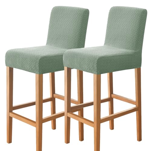 Image of FUANGUI Bar Stool Covers Set of 2, Stretch Bar Stool Seat Covers | Washable Removable Bar Chair Covers with Backs Slipcovers, Bar Chair Covers Square for Kitchen Dining Room Cafe