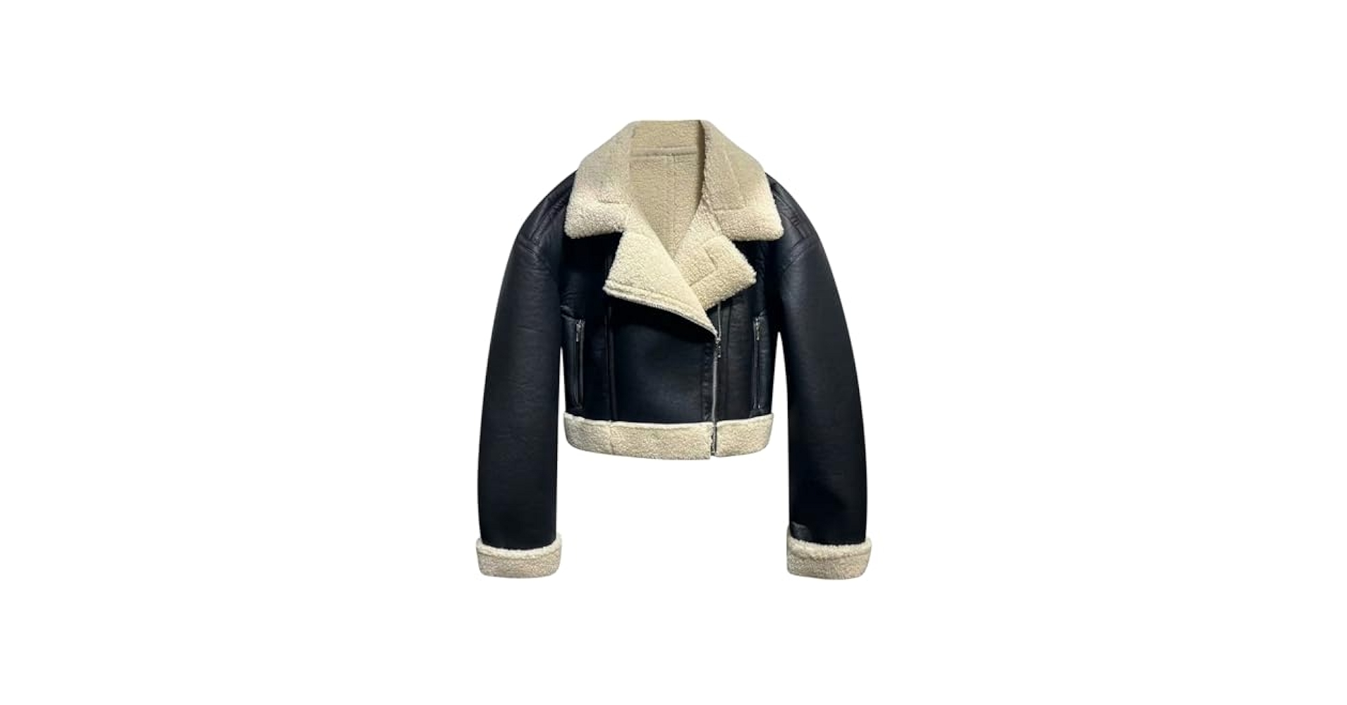 Amazon.com: Womens Leather Jacket Faux Fur Shearling Moto