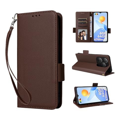 For Blackview Wave8/Wave8C/Oscal Flat 2/Flat 2c �p �P�[�X �J�o�[ �蒠�^�yKONXISA�z���z�^ �X�}�z�P�[�X �T�C�h�}�O�l�b�g�J�� �P�[�X �J�[�h���[ �X�^���h�@�\ �����Y�ی� ���烌�U�[�[+TPU�P�[