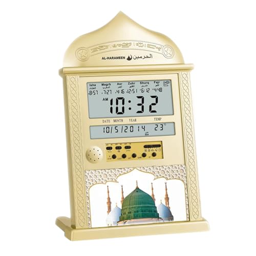 Thaookte Azan Horloge murale de prière à LED, horloge murale islamique numérique 5 Namaaz, horloge de prière musulmane, avec musique MAKKAH, rappel AZAN, heure mondiale, AZAN pour villes du monde