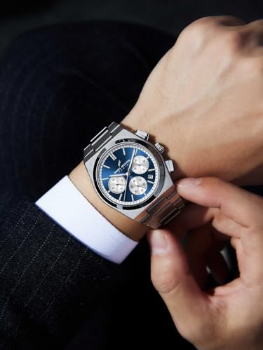Image of Daniel Hechter Paris Hoche Collection Chronograph Analog Watch for Men - Brushed Stainless Steel case and Strap with Date Display