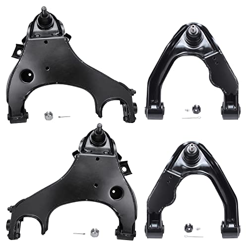 Image of Detroit Axle - 4pc Front End Control Arms for 00-04 Nissan Xterra Frontier, 4 Upper & Lower Control Arms Assembly 2000 2001 2002 2003 2004 Replacement