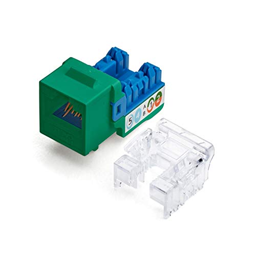 New Arrivals trueCABLE Cat6 Keystone Jack, Unshielded (UTP), 90 Degree Punch-Down, UL Listed, ETL Verified, ANSI/TIA Certified, Modular RJ45 Female, Green, 48 Pack