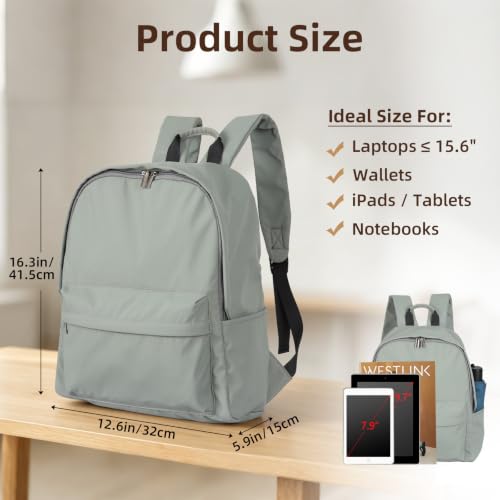 Image of Zicac Canvas Backpack, Classic Basic Daypack, Lightweight Casual Travel Daypack Satchel Backpack (Gray-Green)