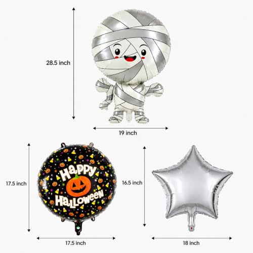 Image of Mummy Theme Halloween Foil Balloons For Decoration, Set of 5 pcs