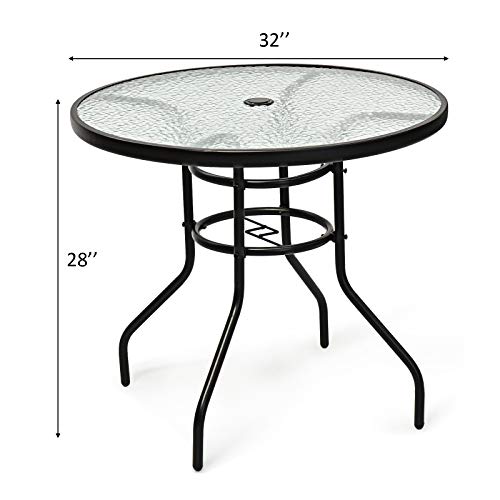 S-AFSTAR-Patio-Bistro-Table-Tempered-Glass-Table-with-165-Umbrella-Hole-Round-Outdoor-Dining-Table-Round-Patio-Coffee-Table-for-Deck-Balcony-Lawn-Pool-Backyard-28H-x-32-D-Black S AFSTAR Patio Bistro Table Tempered Glass Table with 165 Umbrella Hole Round Outdoor Dining Table Round Patio Coffee Table for Deck Balcony Lawn Pool Backyard 28H x 32 D Black