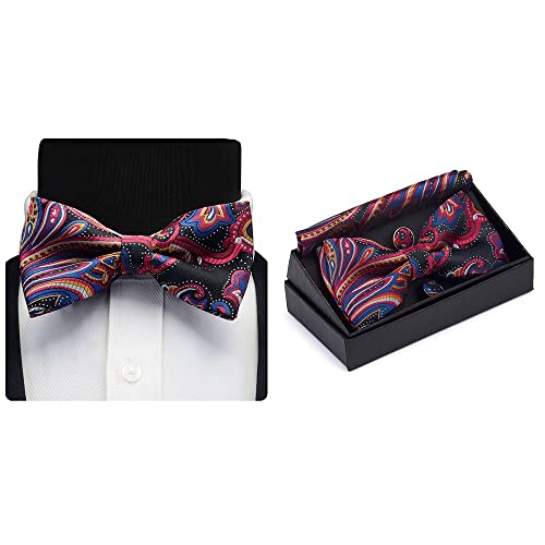 Set de Corbata de Moño Preanudada para Hombre con Pañuelo y Gemelos miniatura 3