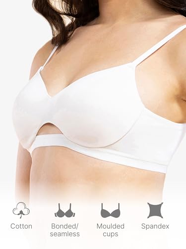 Image of Enamor Innovations CloudSoft, Invisi Neckline Women's Cotton Everyday T-Shirt Bra - Padded, Wirefree, Medium Coverage - A032