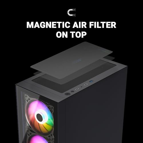 Image of Ant Esports Pepper 5F Mid-Tower Dual Color Computer Case /Gaming Cabinet - Black /White | Support ATX, Micro-ATX, Mini-ITX | Pre-Installed 5 ARGB Fans