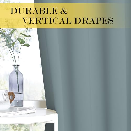 NICETOWN Extra Wide Patio Door Curtain 84 inch Long - Energy Smart & Noise Reducing Grommet Thermal Insulated Wide Width Drapes, Sliding Door Curtain for Guestroom(Stormy Sea, W100 x L84)