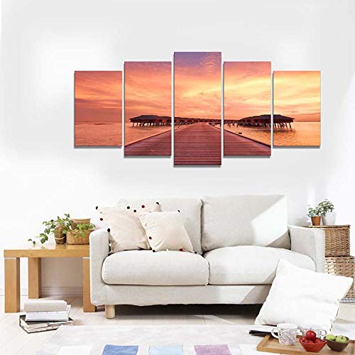 Photo pont vers la mer tableau mural 5 pièces pour masquer un mur abîmé
