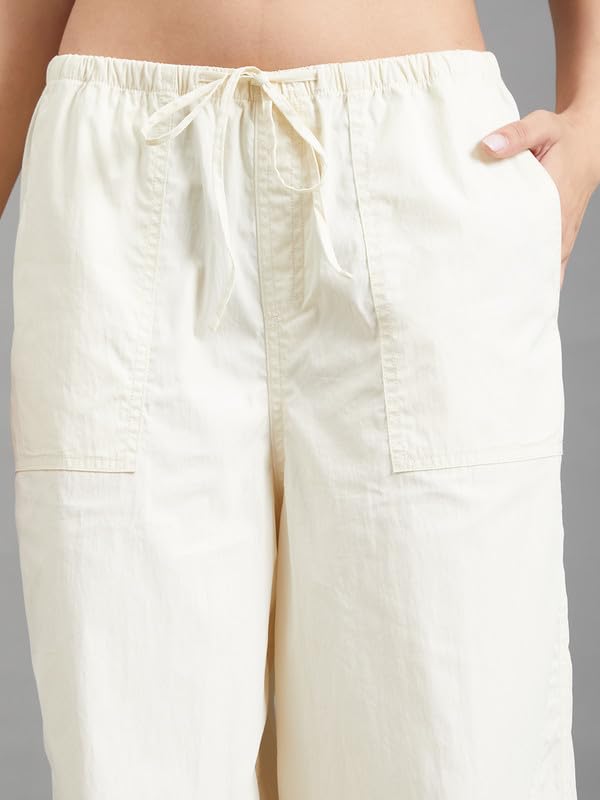 Image of GO COLORS Mostlysane Collection Cotton Parachute Pant for Women | Breathable, Mid Rise, 4 Pockets