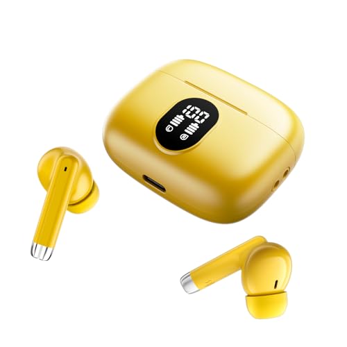 QXQ Candy Yellow Wireless Ear Buds, Bluetooth 5.4 Earbuds in-Ear ...