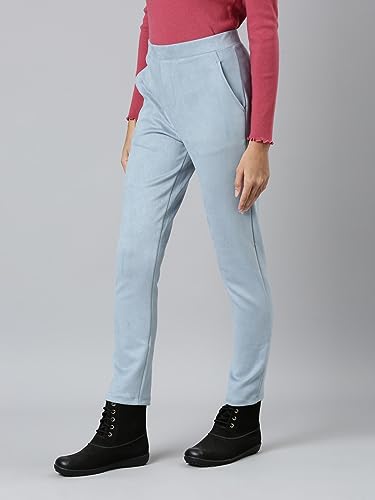 Image of GO COLORS Women Solid Mid Rise Suede Treggings