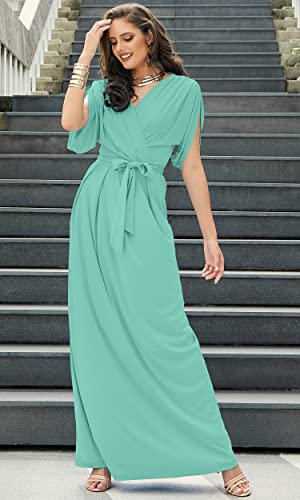 Image of KOH KOH Womens Long Pleated Flowy Modest Evening Wedding Guest Maxi Dress