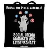 Mr. & Mrs. Panda Tragetasche Social Media Manager aus Leidenschaft - Geschenk, Stoffbeutel, Jubiläum, Jutebeutel, Dankeschön, Beuteltasche, Einkaufstasche, Beutel, Arbeitskollege, Ausbildung