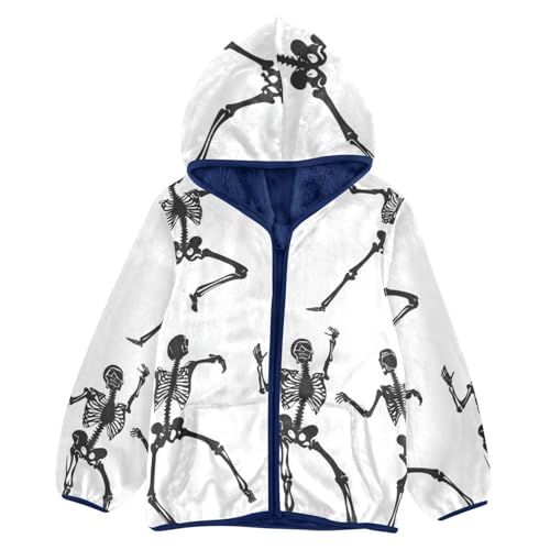 Dancing Of Skeletons Girls Fleece Jacket Girls Fall Jacket Girls Zip Up Hoodie Girls Sherpa Jacket 2-10T