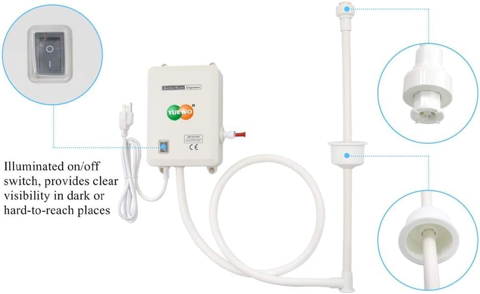 YUEWO 110V AC Single & Double Tube Bottled Water Dispenser Pump System for 5 Gallon Bottle Compatible Use with Coffee/Tea Machines, Water Dispensers, Refrigerators, Ice Makers (Sing Tube)