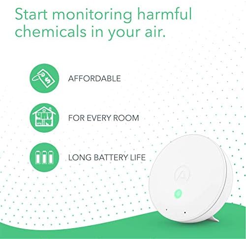 Airthings 292 Wave Mini - Indoor Air Quality Monitor with Volatile Organic Compound (VOC), Humidity & Temperature Detectors, Cable-Free