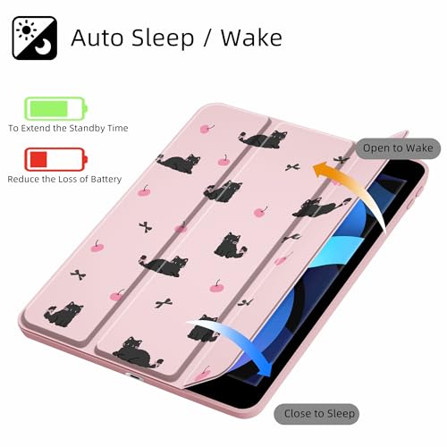 Protection intégrale iPad 10.2 coque rigide transparente chat avec porte-stylet - 2