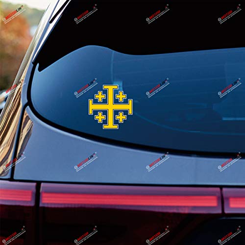 Image of Jerusalem Cross Crusaders' Cross Five-fold Decal Vinyl Sticker - 3 Pack Glossy, 2 Inches, 3 Inches, 5 Inches - for Car Boat Laptop Cup Phone