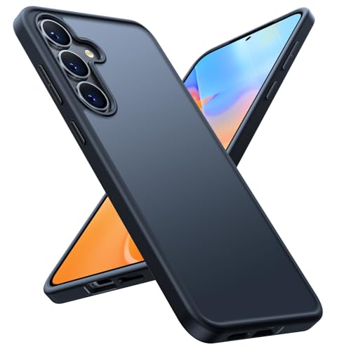 TORRAS Shockproof for Samsung Galaxy S25 Case 6.2'',12FT Military Grade Drop Tested, Protective Hard Semi-Clear Matte Back & Soft Edge Slim Galaxy S25 Case Guardian Series, Black