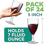 JoyServe En vrac 7 oz Verres à vin jetables en plastique - (Boîte de 24) Verres à vin en plastique sans BPA transparents avec coupes de verre à la tige et à la fête pour les fêtes, les mariages, les pains, les échantillons de nourriture, la restauration