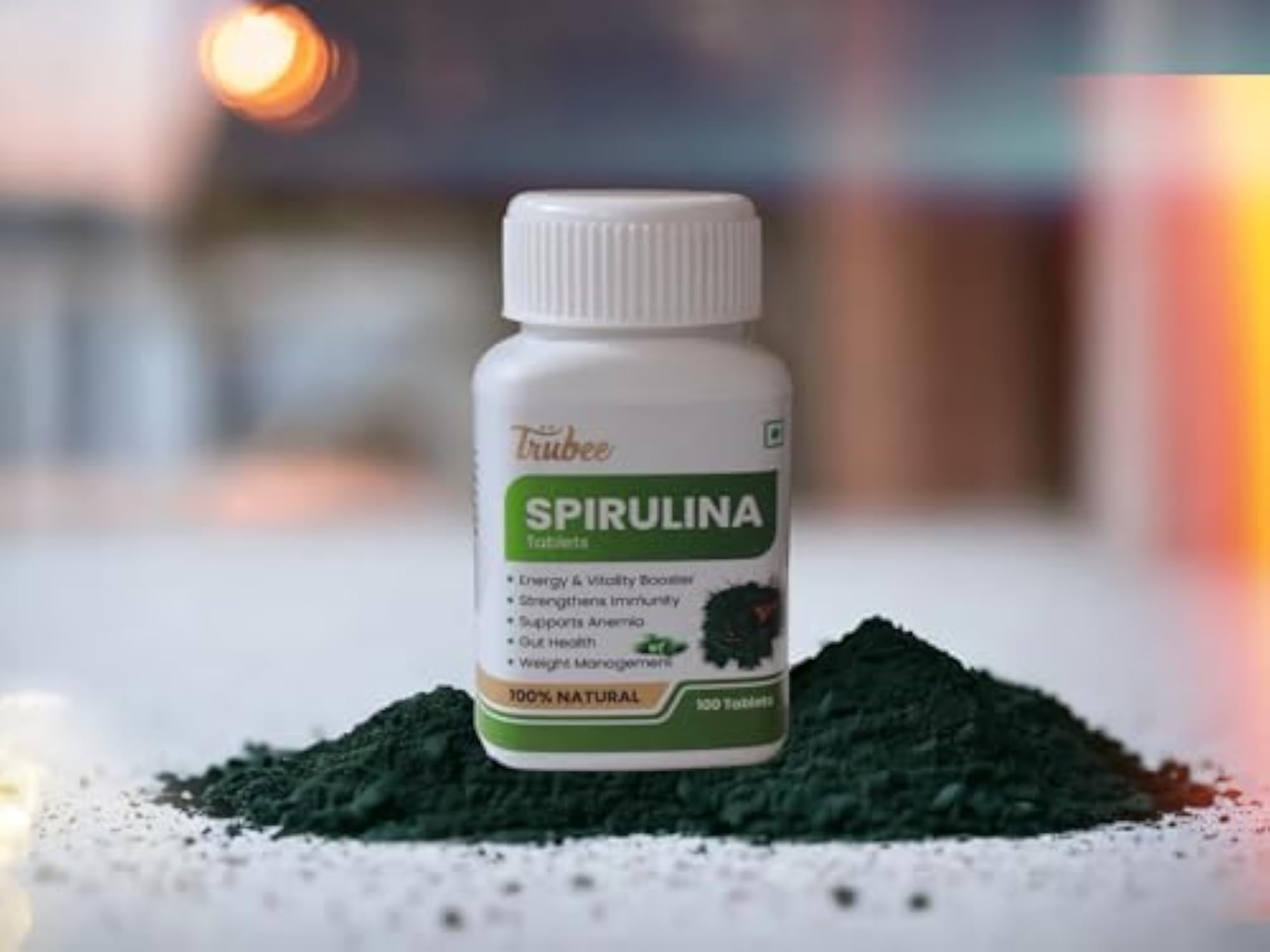 Trubee Natural Spirulina Tablets, 100 Count