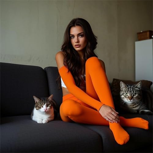 Image of Wildarms 2 Pairs Women's Tights 80D Soft-Touch Opaque Solid Color Stretch Pantyhose Tights for Carnival, Dresses & Daily Wear