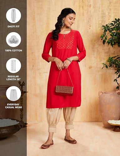 Image of Amazon Brand - Myx Women's Relaxed Cotton Dhoti Pants (Available in Plus Sizes)