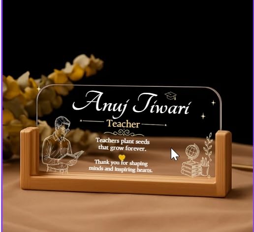Image of Designation, Personalised LED Name Gifts, 3D Illusion Lamp Gift for Doctor,Teacher Office Laser Cut Material Acrylic Transparent (Teacher Design3)