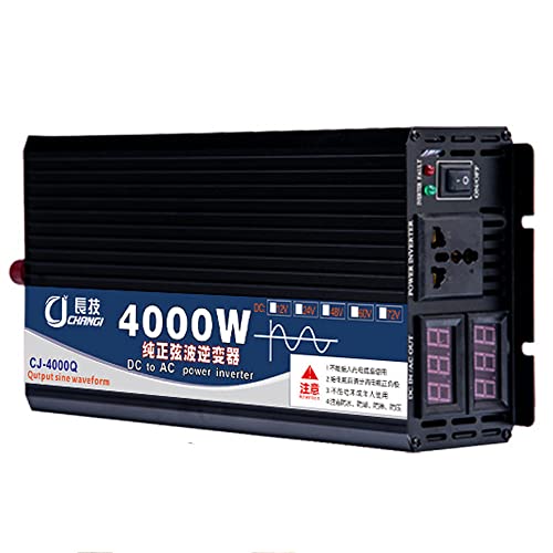 Power Inverter 3000w 4000w 5000w Pure Sine Wave Inverter Dc 12v 24v 48v 60v to Ac 110v-220v Power Inverter for Home Car Dual Digital Display Car Inverter,4000W-48V