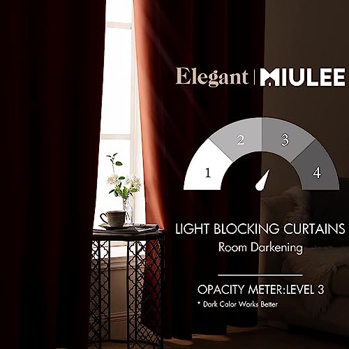 MIULEE Room Darkening Curtains Thermal Insulated Rust Terracotta Drapes Window Treatment Grommet Top Light Blocking Blackout Curtain for Fall Living Room/Bedroom 2 Panels 52 x 84 inch Burnt Orange