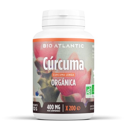 ✿ Cúrcuma Orgánica - 1200 mg por dosis diaria - Curcumina - 200 comprimidos - Alta Concentración, Formato Ahorro, Premium y Vegetal