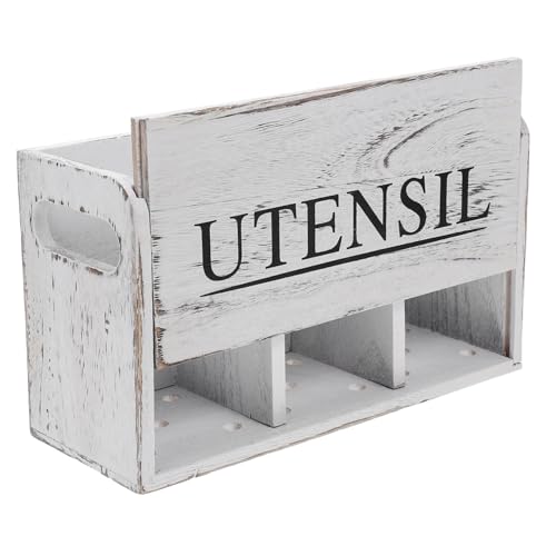 LIFKOME Soporte De Madera Resistente para Utensilios De Cocina Grande Organizador para Cubiertos y Material De Oficina Adecuado para Encimera y Escritorio
